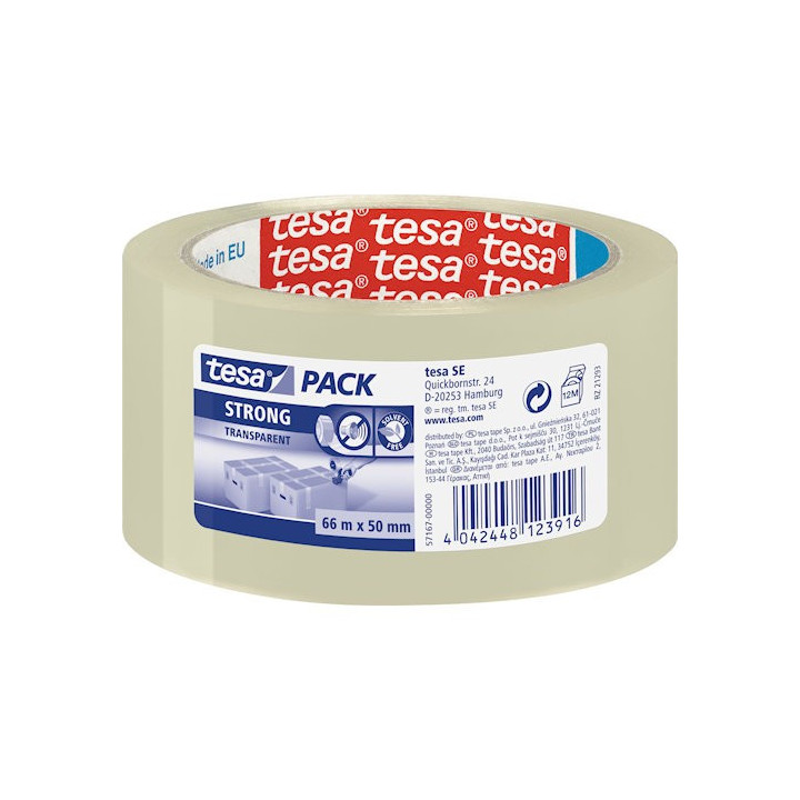 Tesa Ταινία Συσκευασίας Strong Διάφανη Αθόρυβη 50mm x 66m (TESA57167)