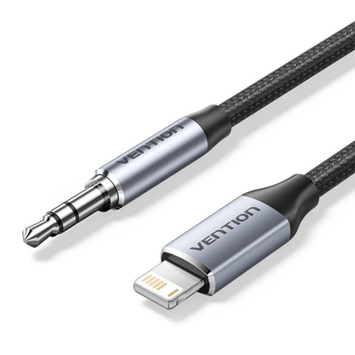 Vention Cotton Braided Lightning Male to 3.5MM Male Cable Aluminum Alloy Type (BMCHG) (VENBMCHG)