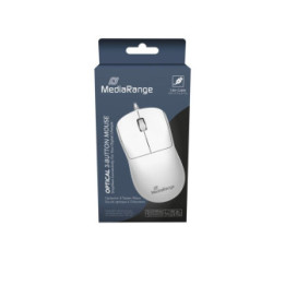 MediaRange Optical 4-Button Wireless Mouse with Scroll-Wheel and DPI-Button, 1.000 - 1.600 dpi, Symmetrical, White (MROS257)