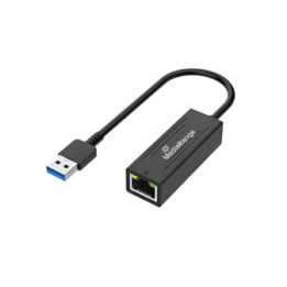 MediaRange USB-A Ethernet Adapter with RJ45 Port, 10/100/1000 Mbps, 20cm, Black (MRCS238)