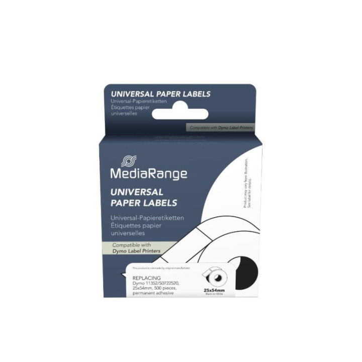 Ετικέτες Γενικής Χρήσης Mediarange (Dymo® 11352/S0722520) 25x54mm, Laminated and Permanent Adhesive, 500 pcs, Black on White (MR