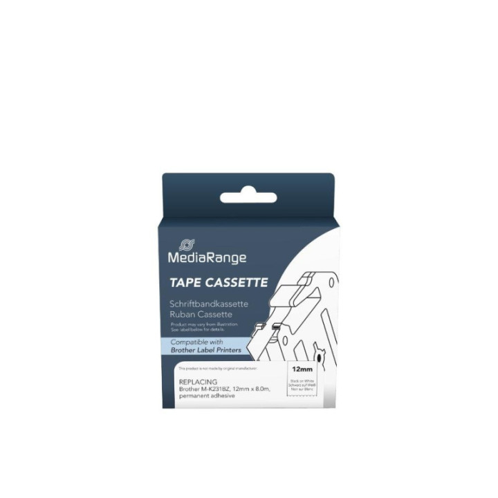 Ετικέτες Γενικής Χρήσης Mediarange (Brother M-K231BZ) 12mm, 8m, Laminated and Permanent Adhesive, Black on White (MRBMK231)