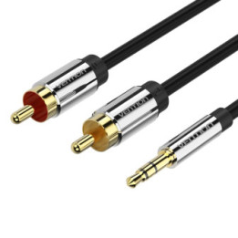 VENTION 3.5mm Male to 2RCA Male Audio Cable 1.5M Gray Aluminum Alloy Type (BCNBG) (VENBCNBG)