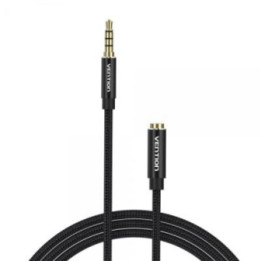 VENTION Cotton Braided TRRS 3.5mm Male to 3.5mm Female Audio Extension Cable 0.5M Black Aluminum Alloy Type (BHCBD) (VENBHCBD)