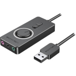 VENTION USB 2.0 External Stereo Sound Adapter with Volume Control 1M Black ABS Type (CDRBF) (VENCDRBF)