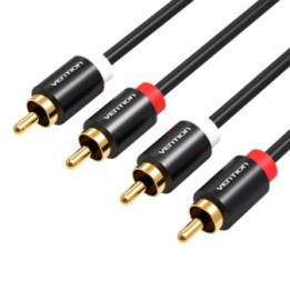 VENTION 2RCA Male to Male Audio Cable 1.5M Black Metal Type (VAB-R06-B150) (VENVAB-R06-B150)
