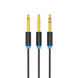 VENTION TRS 6.5mm Male to 2*6.5mm Male Audio Cable 2M Black (BATBH) (VENBATBH)