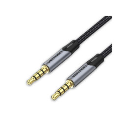 VENTION Cotton Braided 3.5mm Male to Male Audio Cable 1M Gray Aluminum Alloy Type (BAQHF) (VENBAQHF)