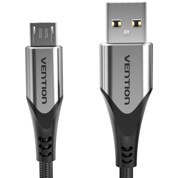 VENTION Cotton Braided USB 2.0 A Male to Micro-B Male 3A Cable 3M Gray Aluminum Alloy Type (COAHI) (VENCOAHI)