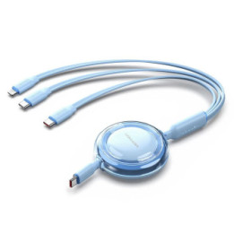 VENTION 3-in-1 USB 2.0 Type-C Male to USB-C Male + USB-C Male + Lightning Male 5A Retractable Cable 1.1M Blue (TRKSBE) (VENTRKSB