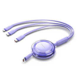 VENTION 3-in-1 USB 2.0 Type-C Male to USB-C Male + USB-C Male + Lightning Male 5A Retractable Cable 1.1M Purple (TRKVBE) (VENTRK