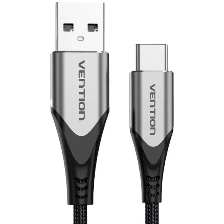 VENTION Cotton Braided USB 2.0 A Male to C Male 3A Cable 0.5M Gray Aluminum Alloy Type (CODHD) (VENCODHD)