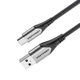 VENTION Cotton Braided USB 2.0 A Male to C Male 3A Cable 1.5M Gray Aluminum Alloy Type (CODHG) (VENCODHG)