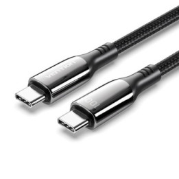 VENTION Nylon Braided USB 2.0 C Male to C Male 5A Cable 1.2M Black Zinc Alloy Type (CTXBAV) (VENCTXBAV)