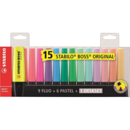 Stabilo Boss Deskset Highlighters 5mm Set 15 Colors (7015-01) (STB7015-01)