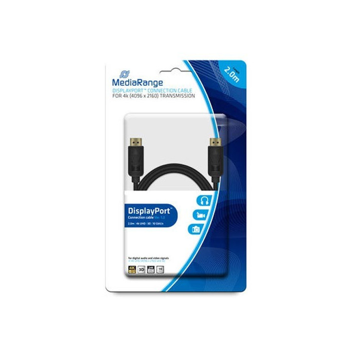 Καλώδιο MediaRange DisplayPort connection cable, gold-plated contracts, 2.0M, Black (MRCS159)