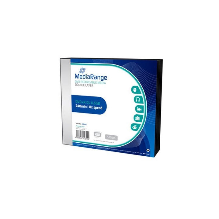 MediaRange DVD+R Dual Layer 240' 8.5GB 8x Slimcase Pack x 5 (MR465)