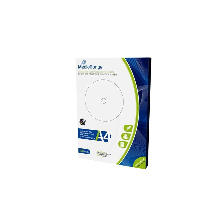 MediaRange Labels for CD/DVD/BD 15-118mm Matte (100 Pack) (MRINK130)