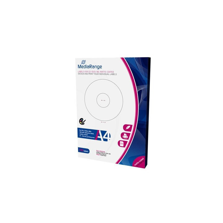 MediaRange Labels for CD/DVD/BD 41-118mm Matte (100 Pack) (MRINK131)